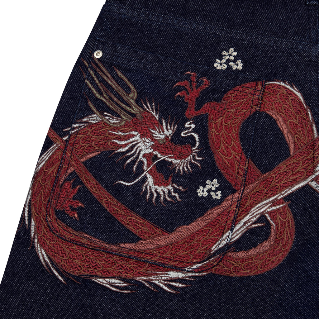 "yakuza" indigo raw Jorts 01