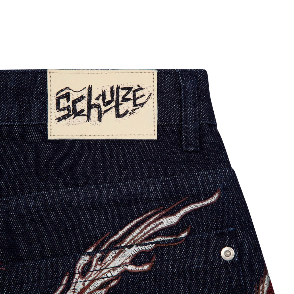 "yakuza" indigo raw Jorts 01