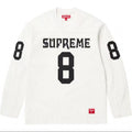 Supreme Number 8 Long Sleeve Top - White / Black