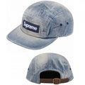 Supreme Light Blue Acid Wash Denim 5-Panel Box Logo Camp Cap