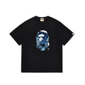BAPE Style Winter Snow Scenery Ape Head Short-Sleeve Tee - Black