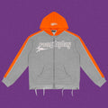 Roughplay Straight Logo Track Zip-Up Hoodie - Light Grey/Orange