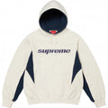 Supreme Curved Logo Hooded Sweatshirt - Off-White / Navy