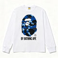 BAPE Style "BY BATHING APE" Camo Ape Head Long-Sleeve Tee - White/Blue