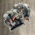 Roughplay Flaming Statue of Liberty Graphic Heavyweight Long-Sleeve Tee - Vintage Grey