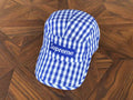 Supreme Blue and White Gingham 5-Panel Box Logo Camp Cap