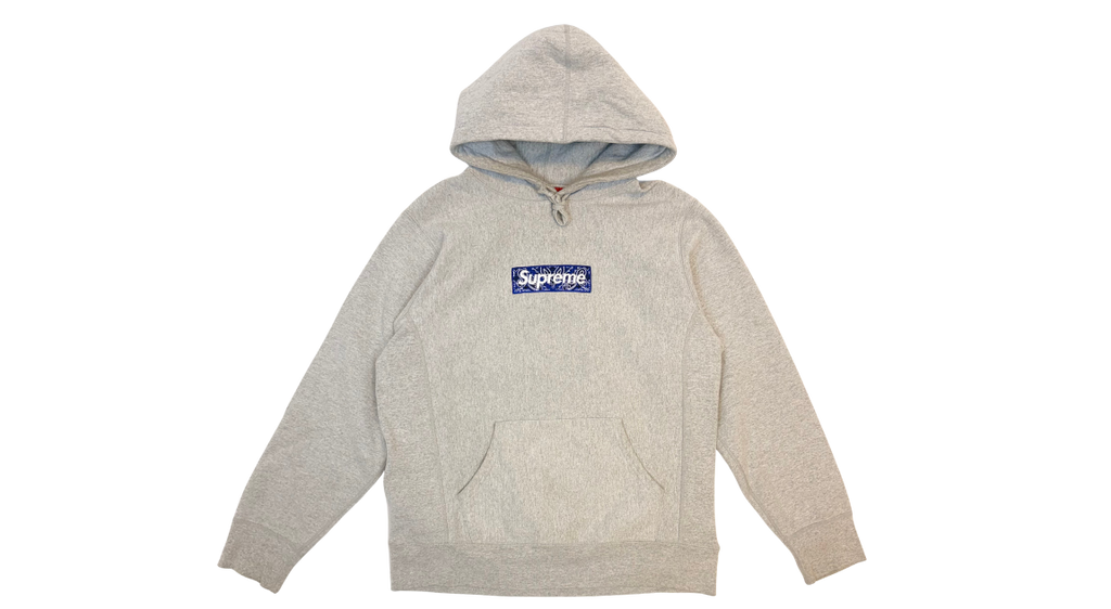 Supreme Bandana Box Logo Hoodie Heather Grey (FW19) (P)
