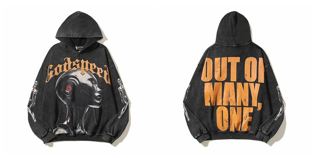 Vintage "Godspeed" Cyborg Head Oversized Hoodie