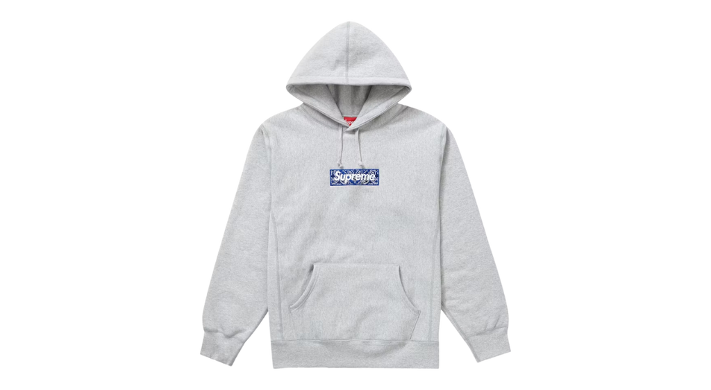 Supreme Bandana Box Logo Hoodie Heather Grey (FW19) (P)